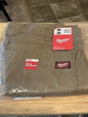 Milwaukee Mens Straight Fit Work Pants Khaki M650K 38x30 NWTs